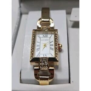 Alexis Bendel Gold Tone Rhinestone Bezel Women’s Tank Watch New Battery